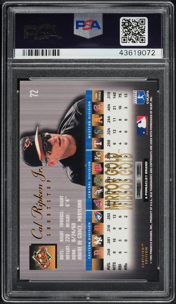 1995 Select Certified Mirror Gold Cal Ripken Jr. #72 PSA 10 GEM MINT