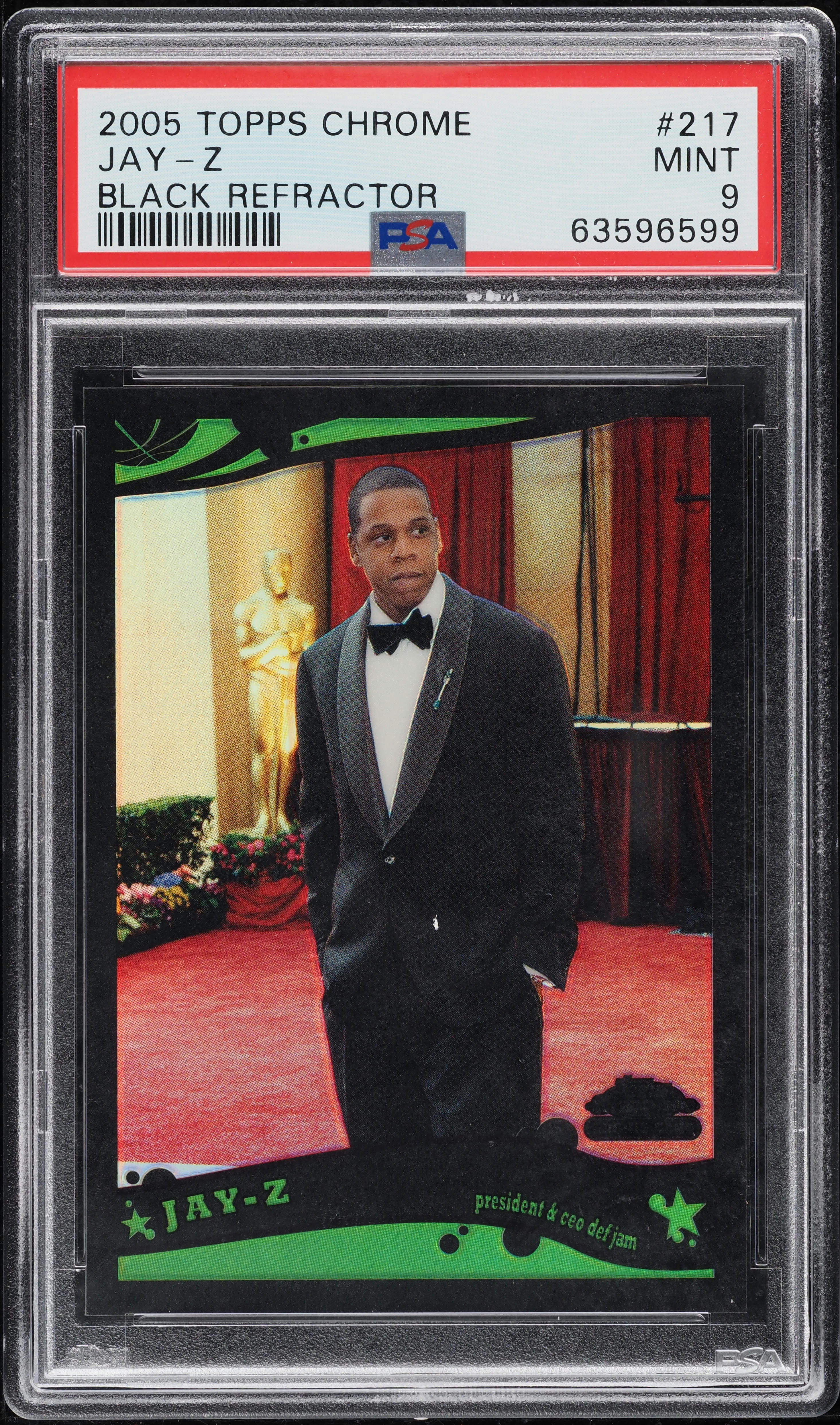 2005 Topps Chrome Black Refractor Jay-Z /399 #217 PSA 9 MINT on