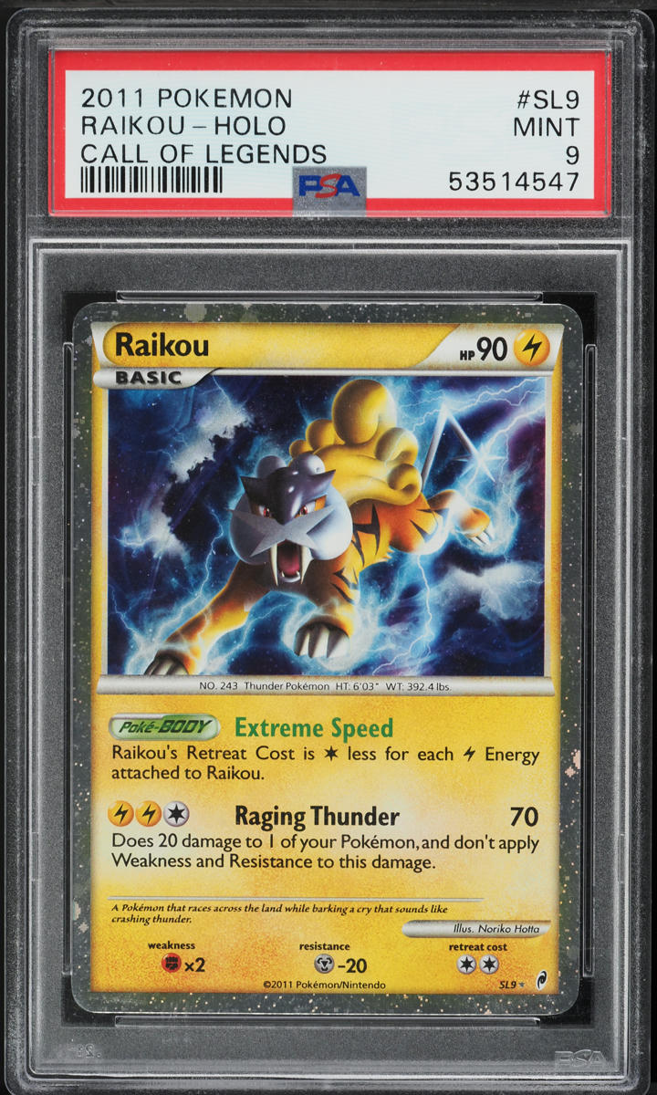 2011 Pokemon Call Of Legends Holo Raikou #SL9 PSA 9 MINT