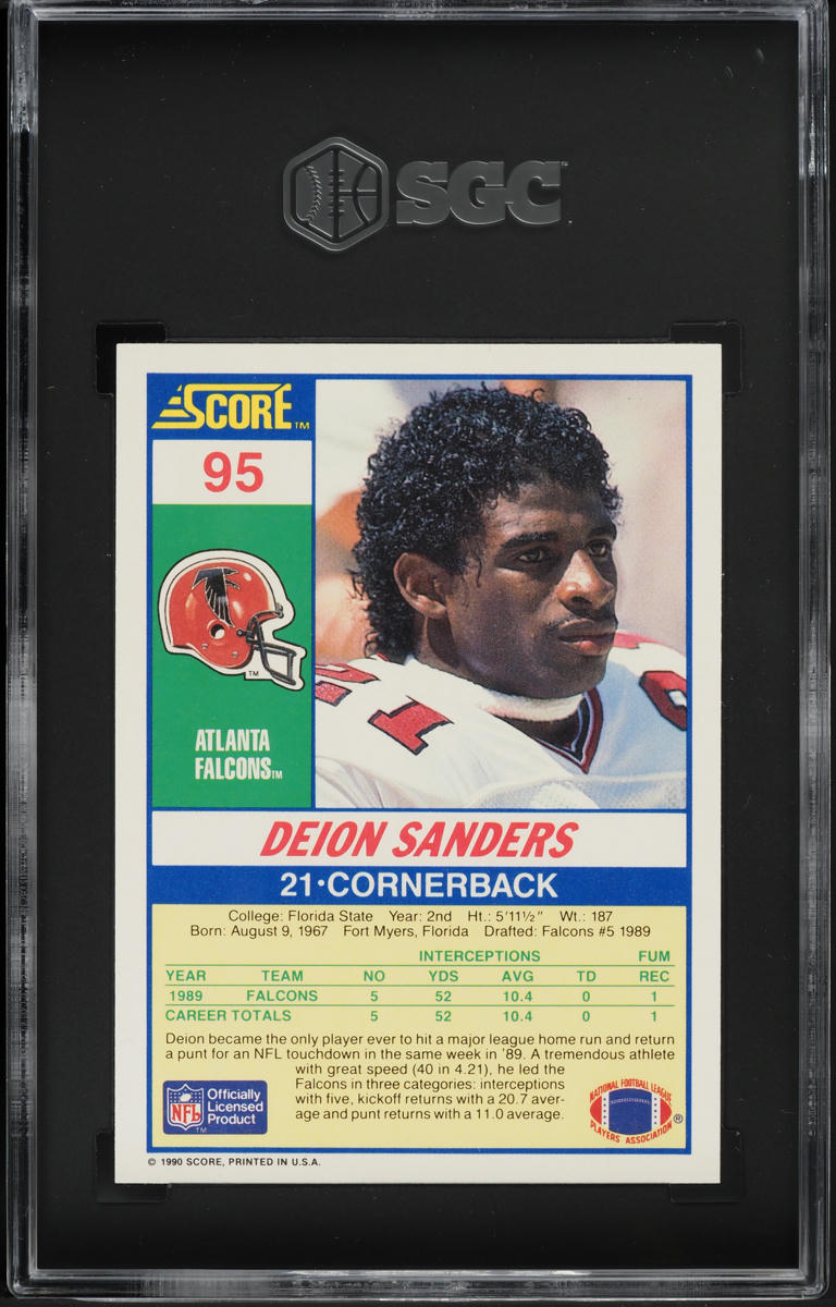 1990 Score Football Deion Sanders #95 SGC 10 GEM MINT
