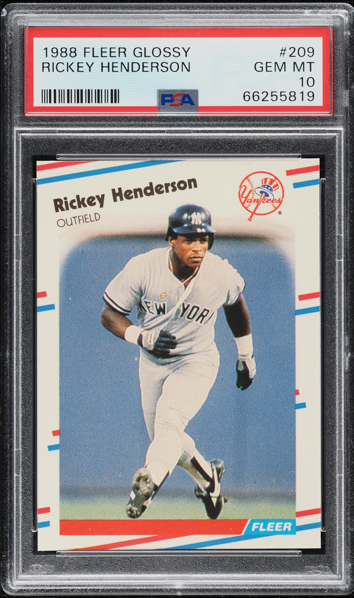 1988 Fleer Glossy Rickey Henderson #209 PSA 10 GEM MINT