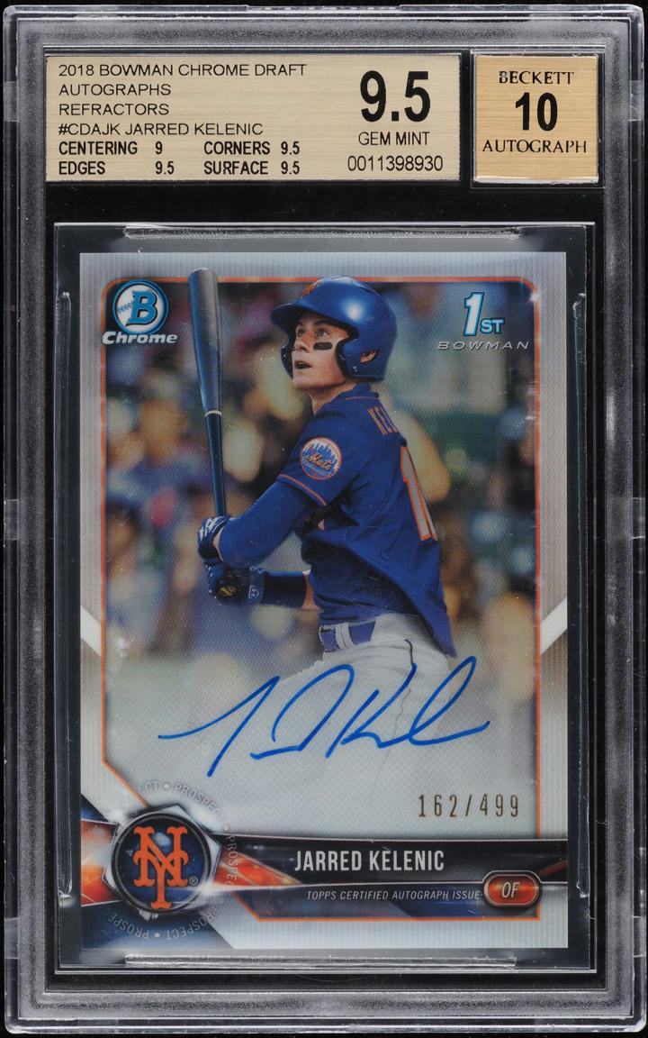 2018 Bowman Chrome Refractor Jarred Kelenic ROOKIE AUTO /499 #CDA-JK BGS 9.5 GEM