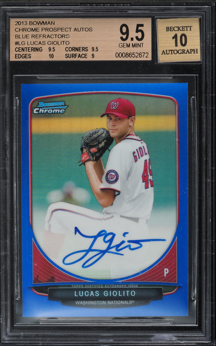 2013 Bowman Chrome Blue Refractor Lucas Giolito ROOKIE AUTO /150 #BCP-LG BGS 9.5