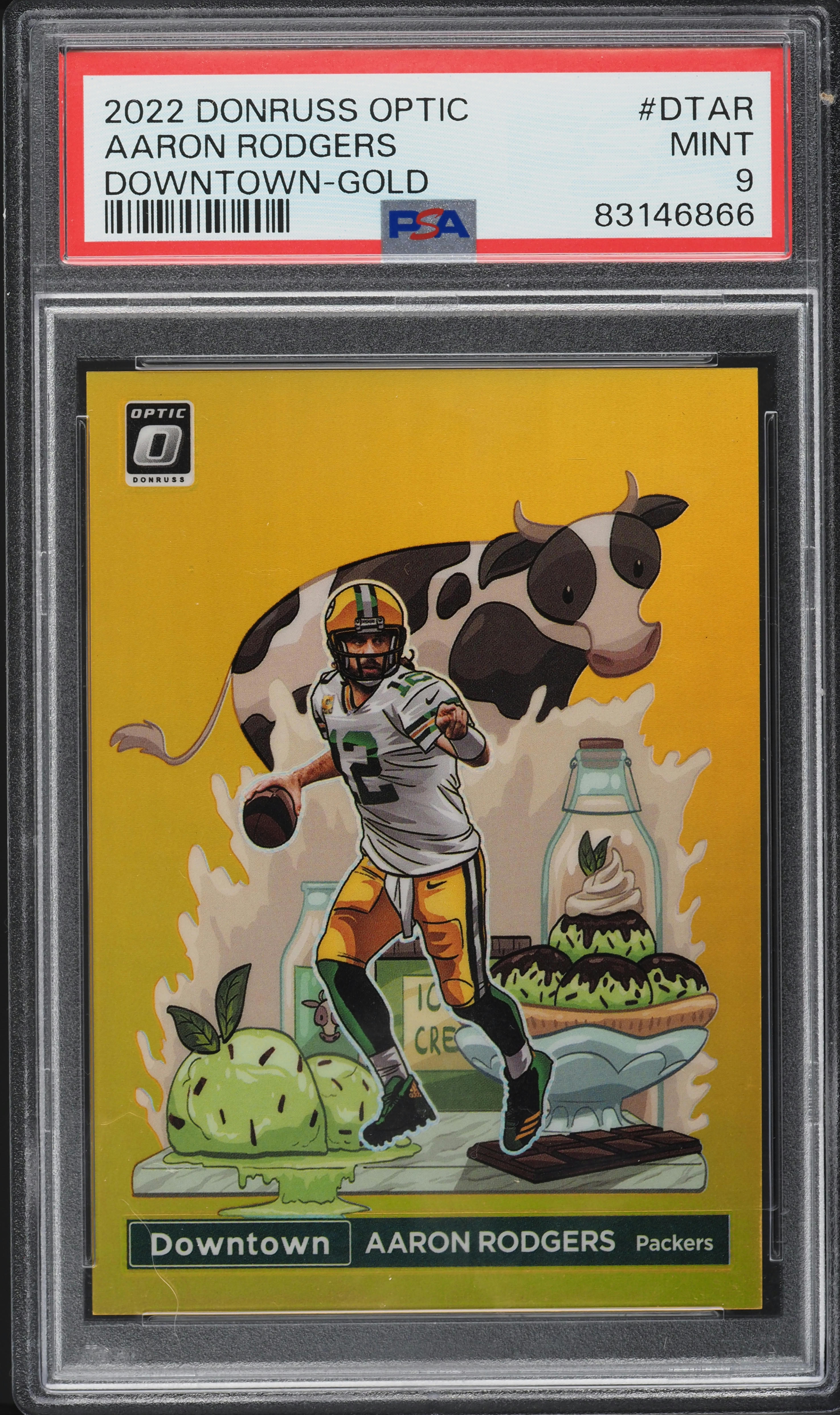2022 Donruss Optic Downtown Gold Aaron Rodgers /10 #DTAR PSA 9