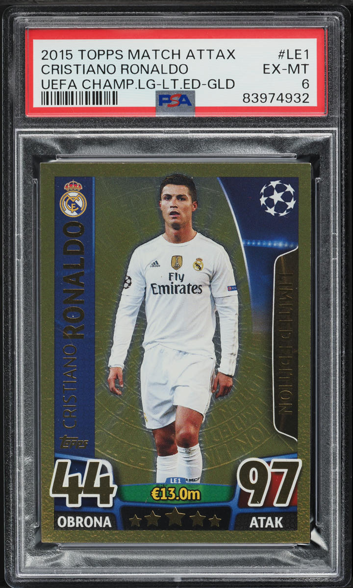 2015 Topps UEFA Champions League Sticker Cristiano Ronaldo #10 PSA