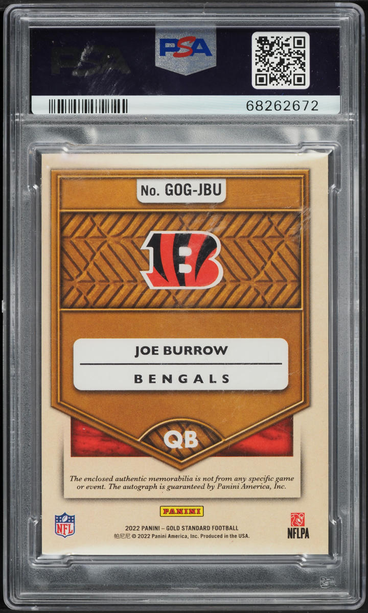 2022 Panini Gold Standard Good As Gold Joe Burrow PATCH AUTO DNA 10 /5 PSA AUTH