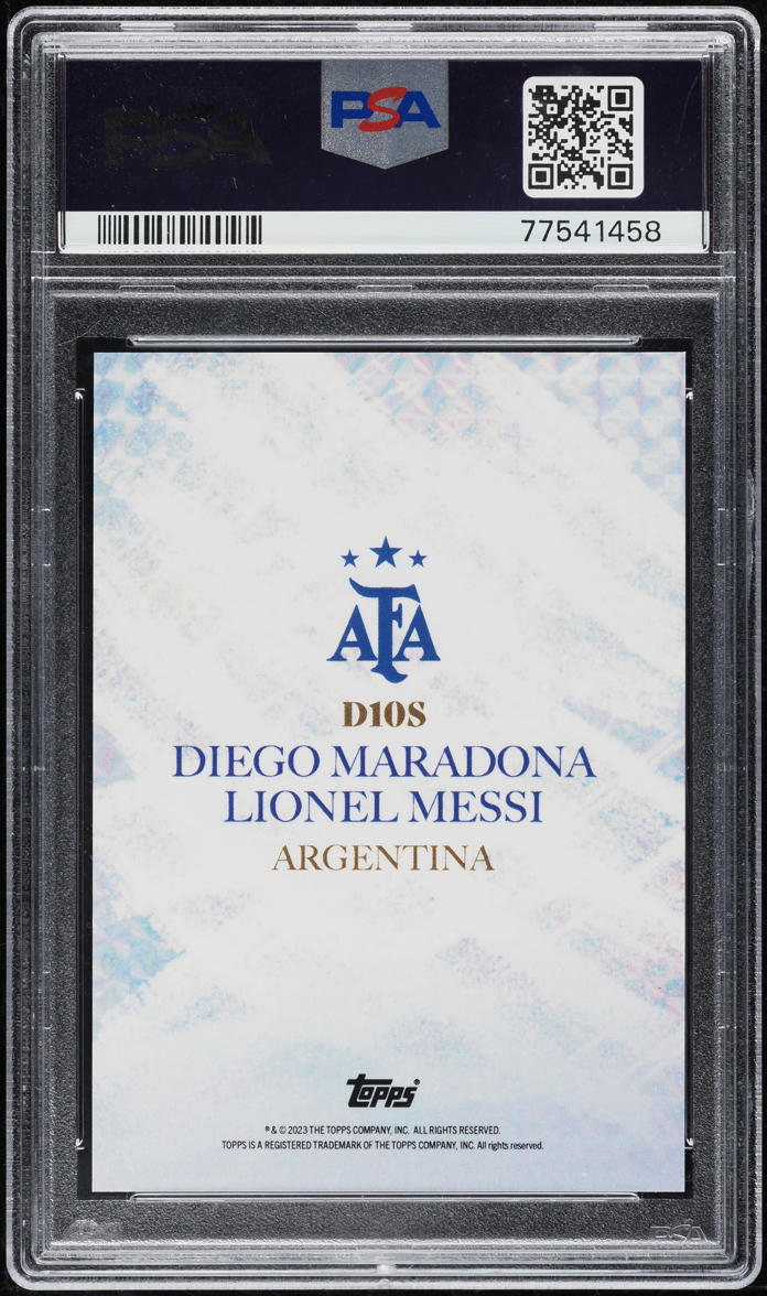2023 Topps Argentina World Champions D10s Diego Maradona Lionel Messi PSA 10 GEM
