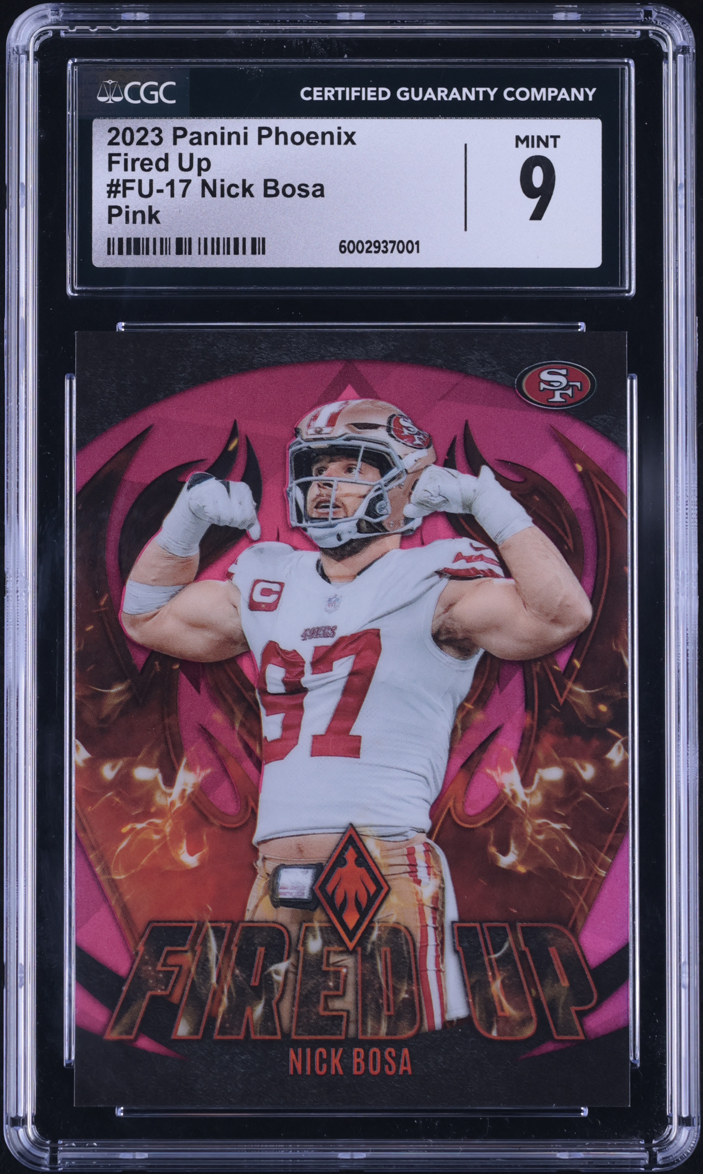 2023 Panini Phoenix Fired Up Pink Nick Bosa /175 #FU-17 CGC 9 MINT