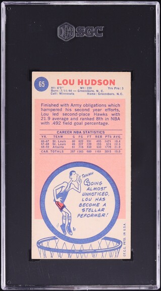 1969 Topps Basketball Lou Hodson ROOKIE #65 SGC 5 EX