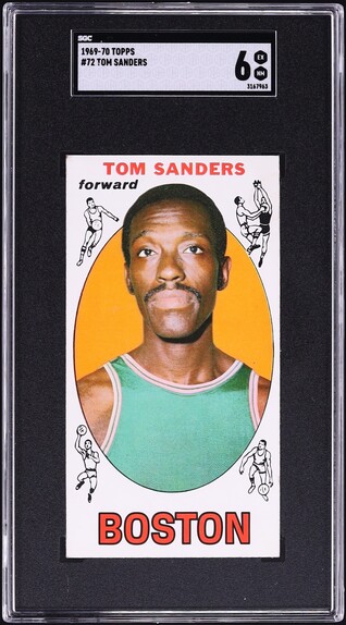1969 Topps Basketball Tom Sanders ROOKIE #72 SGC 6 EXMT