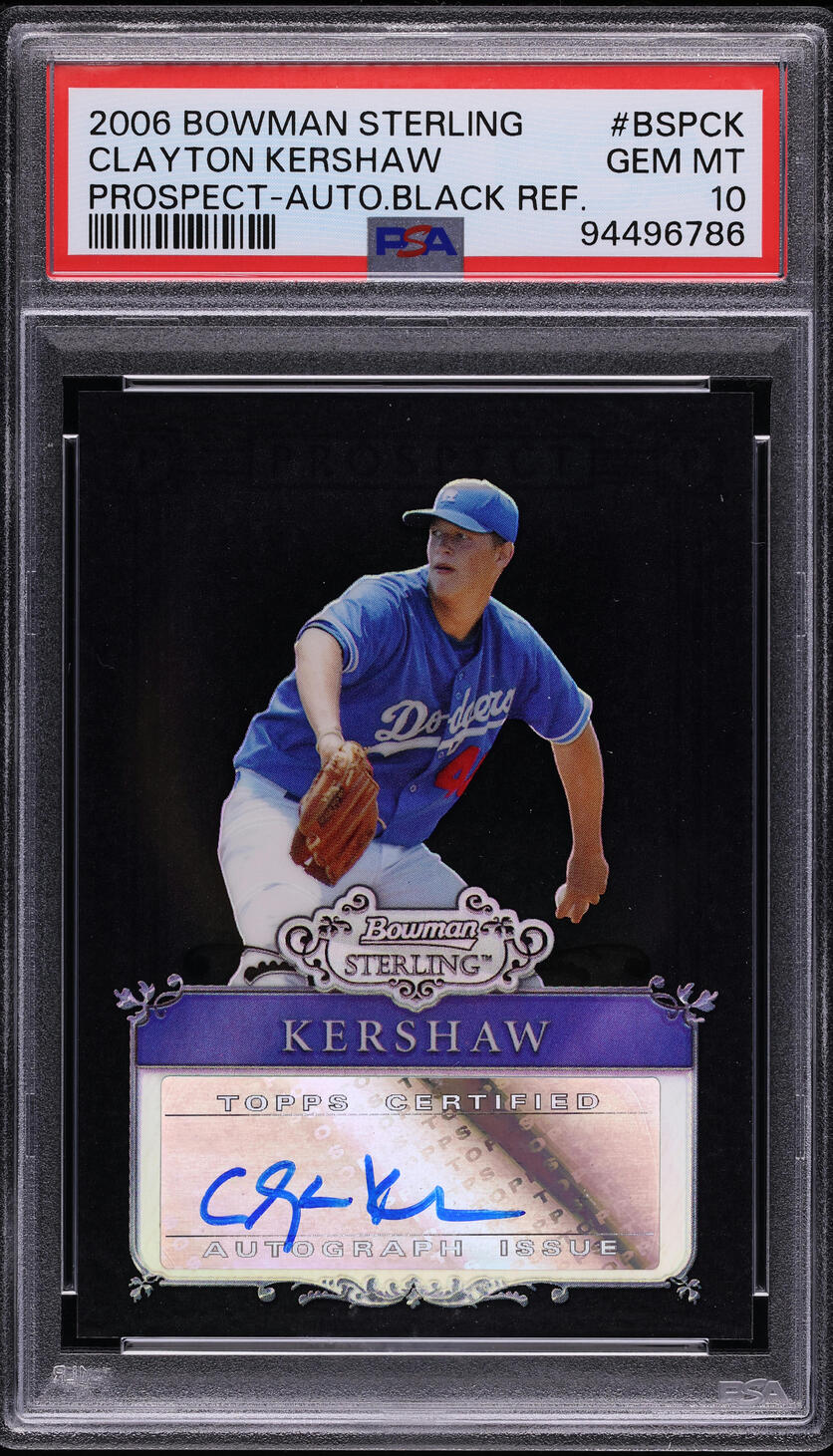 2006 Bowman Sterling Black Refractor Clayton Kershaw ROOKIE AUTO /25 PSA 10 GEM