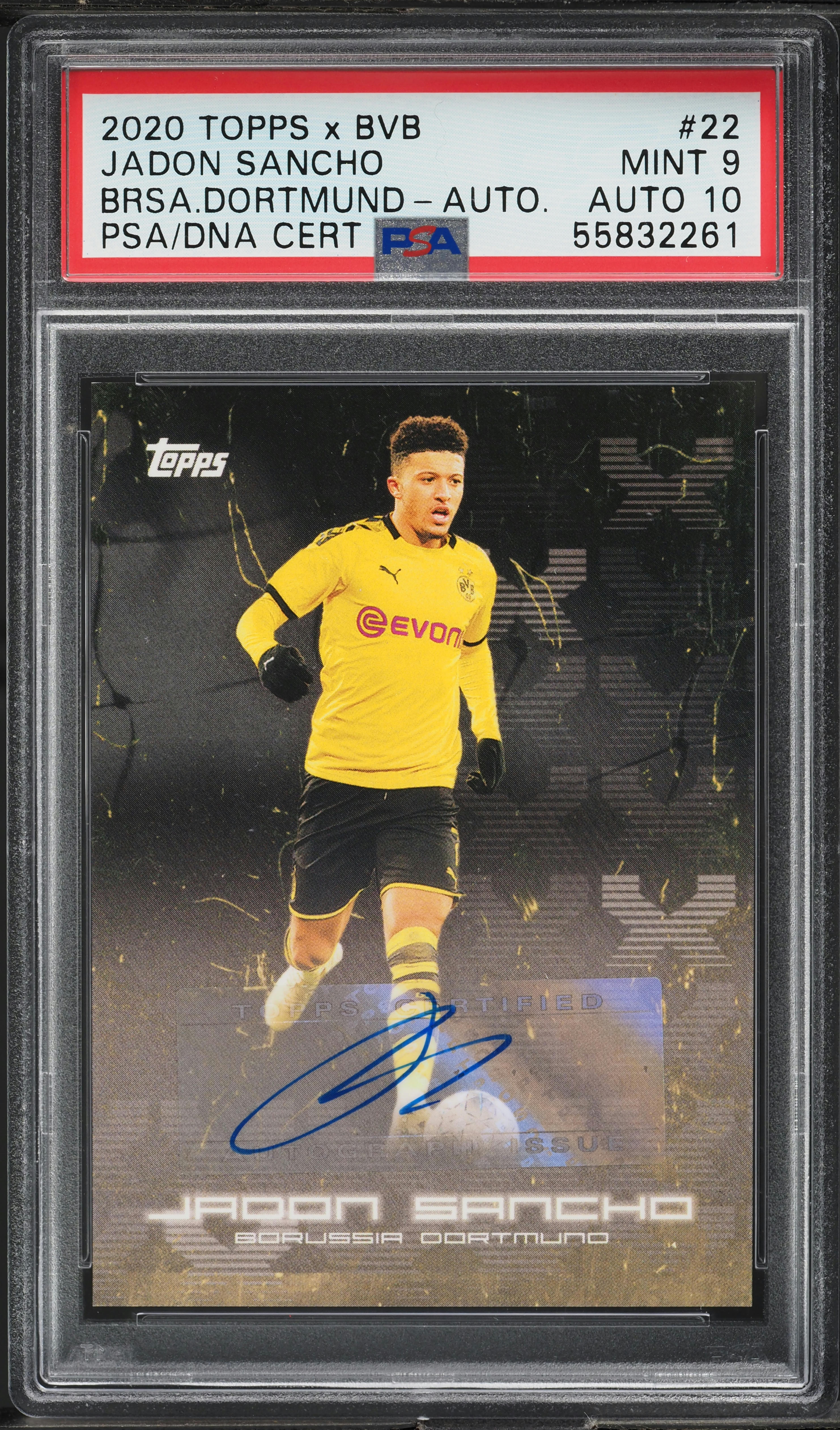 2020 Topps X BVB Borussia Dortmund Jadon Sancho AUTO DNA 10 #22 