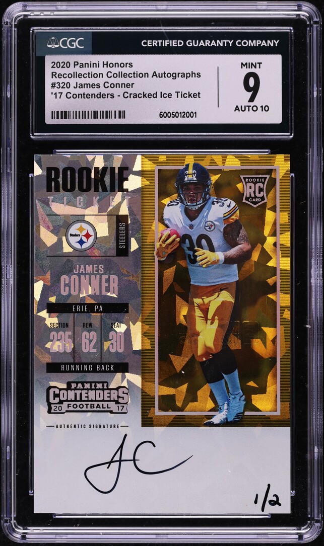 2020 Panini Honors '17 Contenders Cracked Ice James Conner RC AUTO 1/2 CGC 9