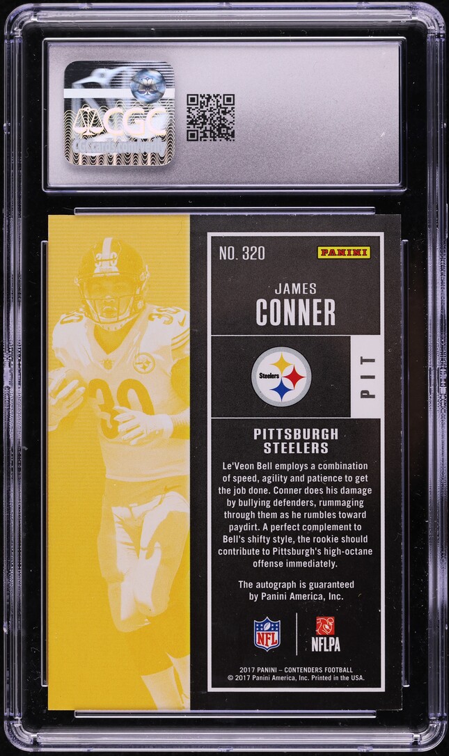 2020 Panini Honors '17 Contenders Cracked Ice James Conner RC AUTO 1/2 CGC 9