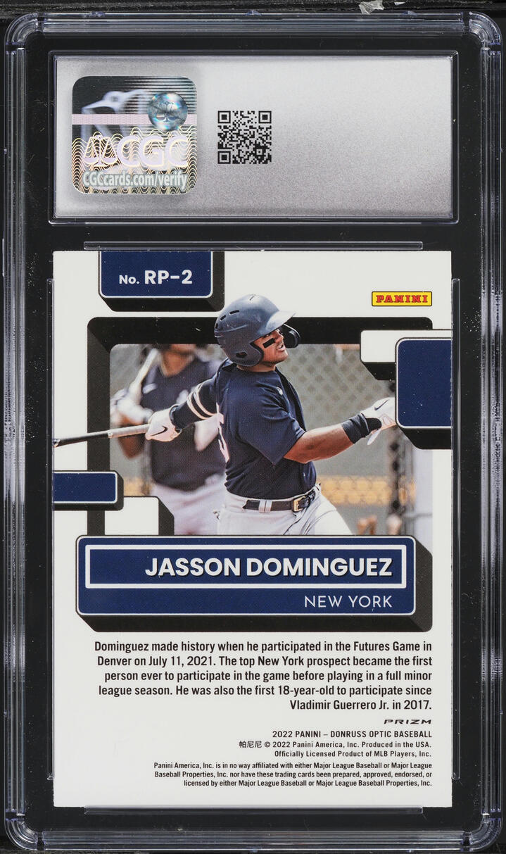 2022 Donruss Optic Holo Jasson Dominguez ROOKIE #RP-2 CGC 4 VGEX