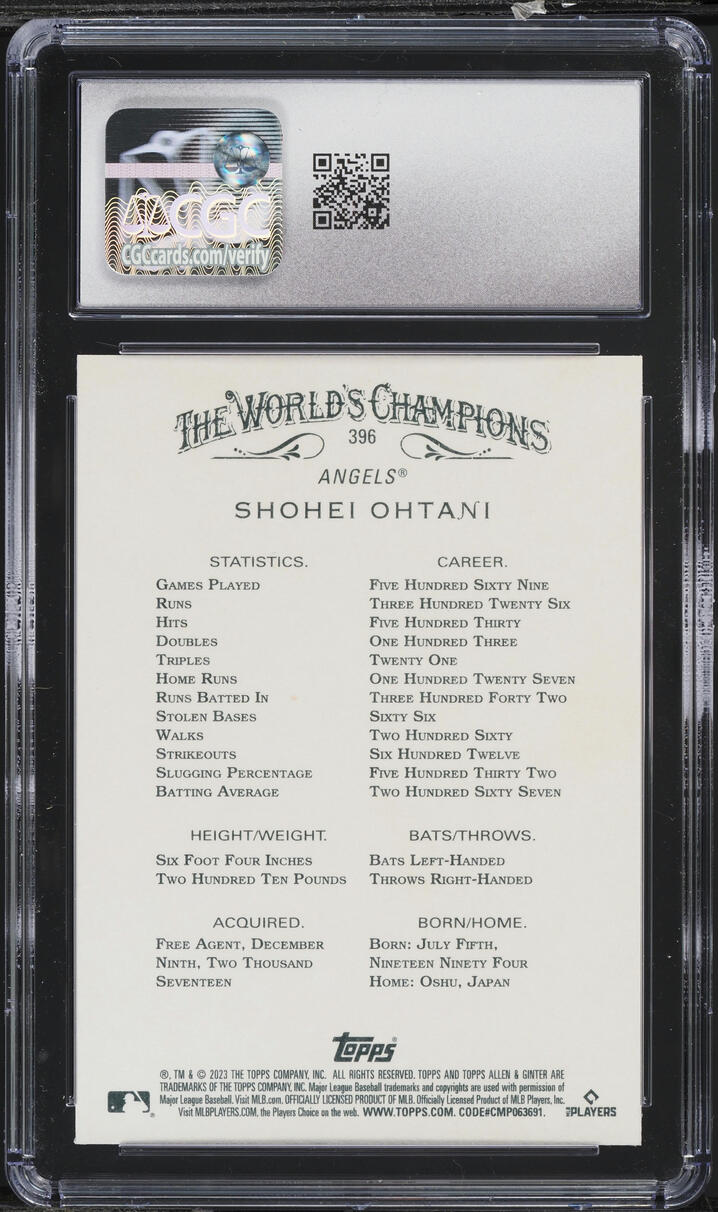 2023 Topps Allen & Ginter Shohei Ohtani #396 CGC 10 GEM MINT