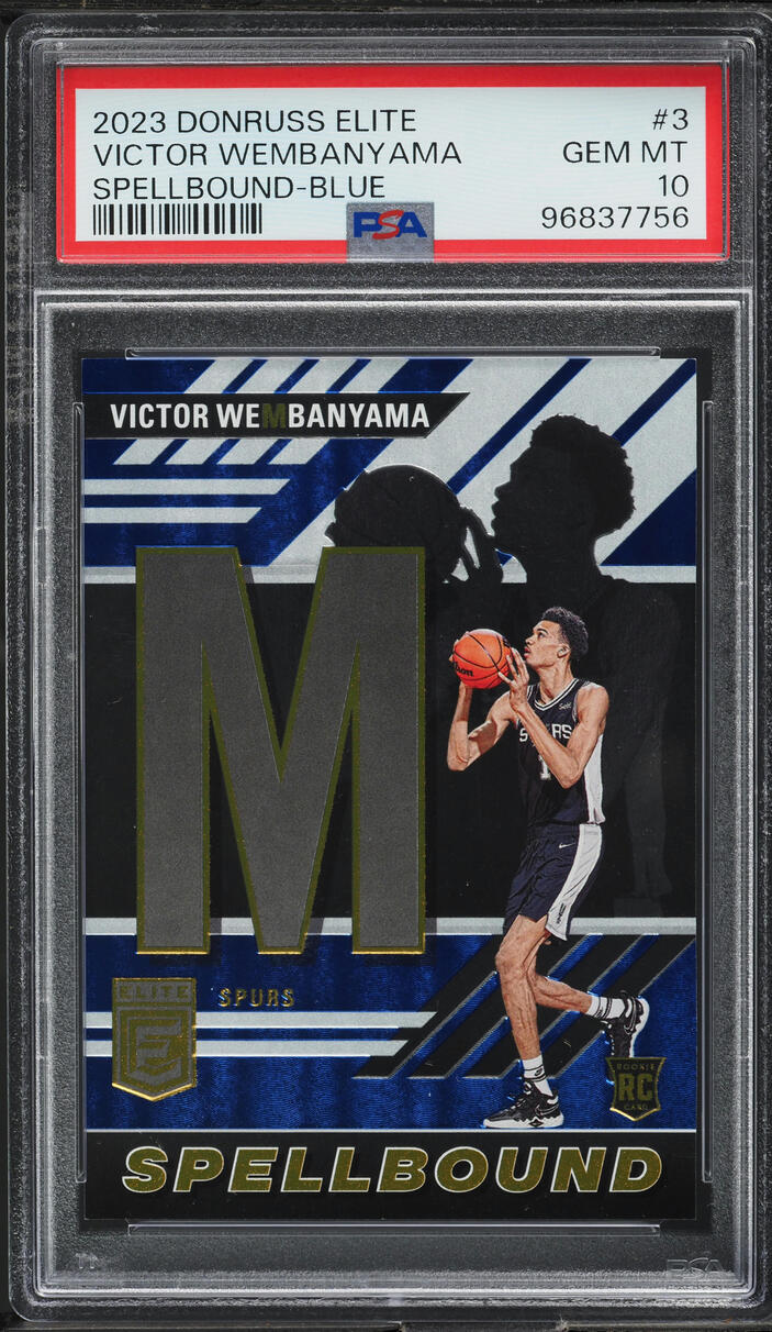 2023 Donruss Elite Spellbound Blue Victor Wembanyama ROOKIE /99 #3 PSA 10 GEM