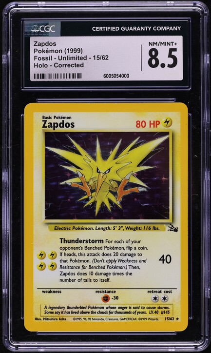 1999 Pokemon Japanese Promo ANA Airlines Zapdos #145 CGC 9 MINT on