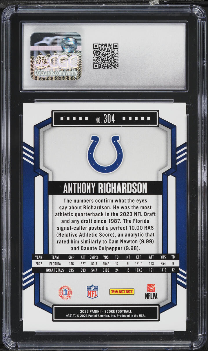 2023 Score Anthony Richardson ROOKIE #304 CGC 10 GEM MINT