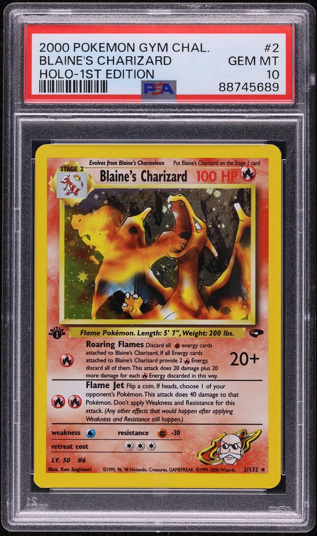 2000 Pokemon Gym Challenge 1st Edition Holo Blaine's Charizard #2 PSA 10 GEM