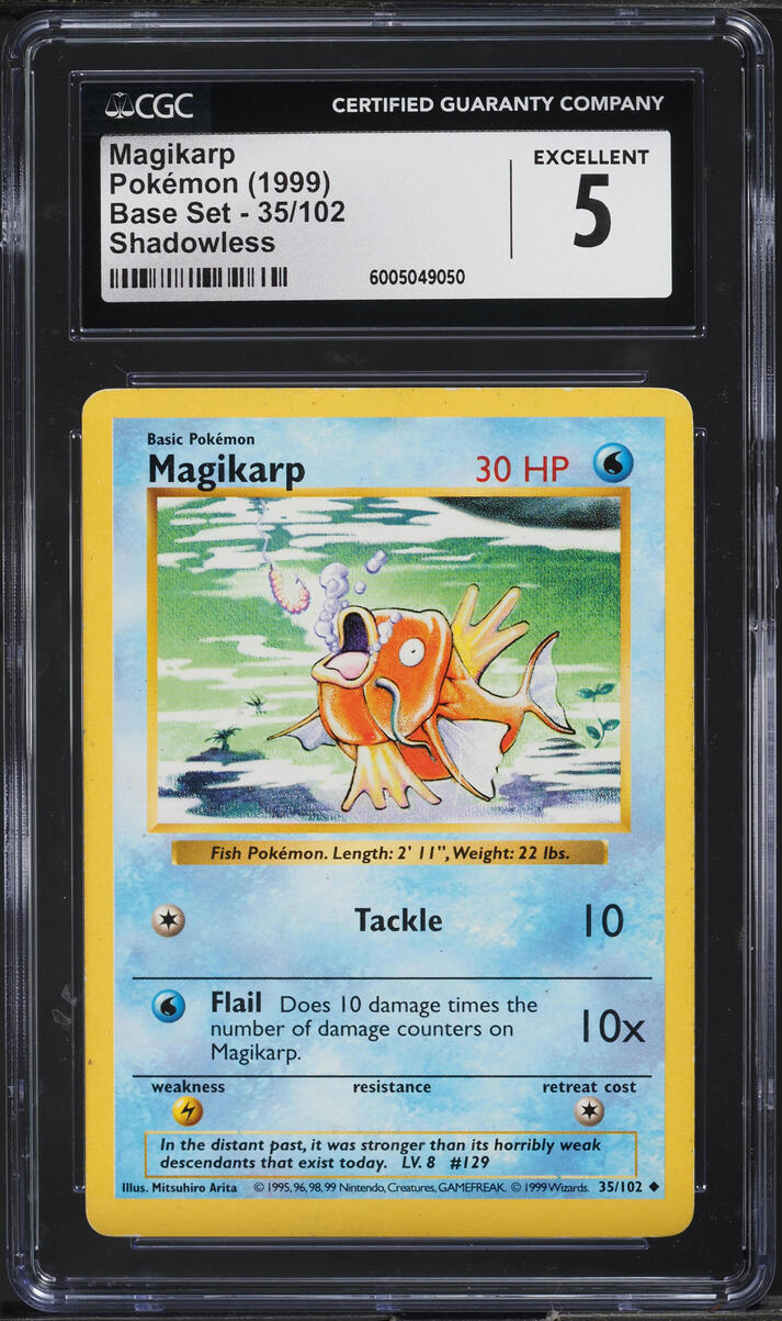 1999 Pokemon Base Set Shadowless Magikarp #35 CGC 5 EX on Fanatics