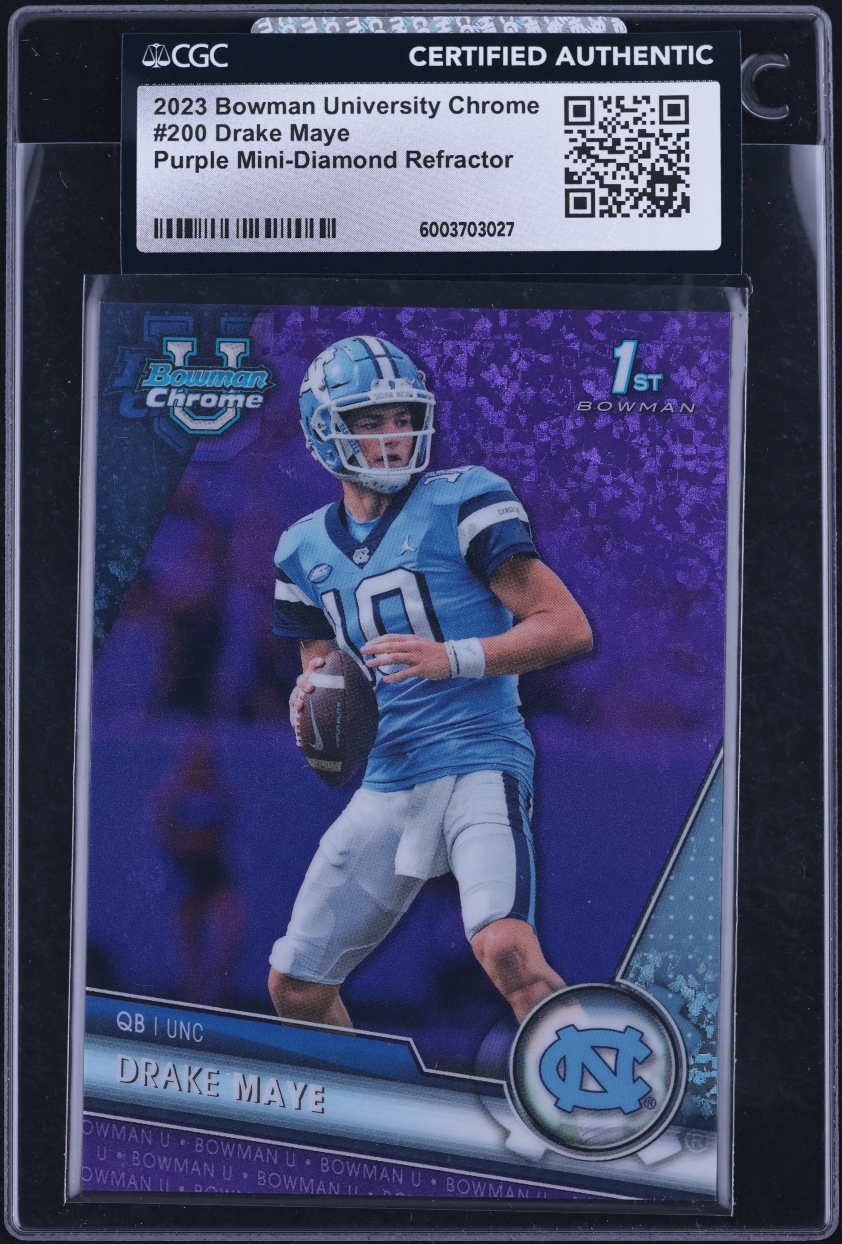 2023 Bowman U Chrome Purple Mini-Diamond Refractor Drake Maye RC