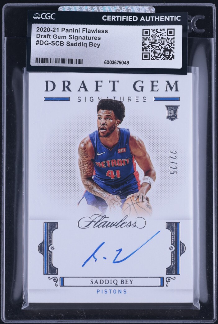 2020 Panini Flawless Draft Gem Saddiq Bey ROOKIE AUTO /25 #DG-SCB