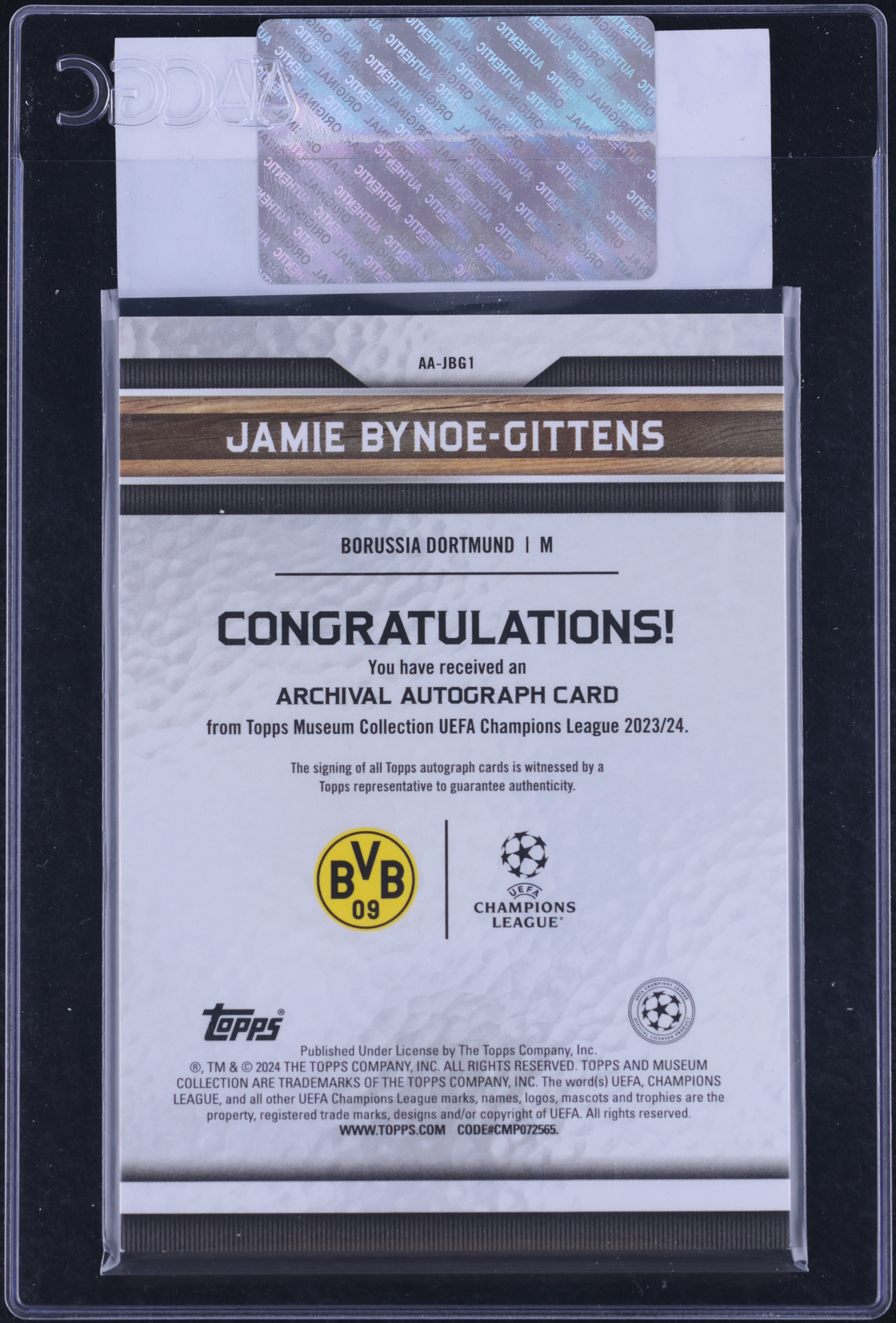 2023 Topps Museum Collection UEFA Sapphire Jamie Bynoe-Gittens