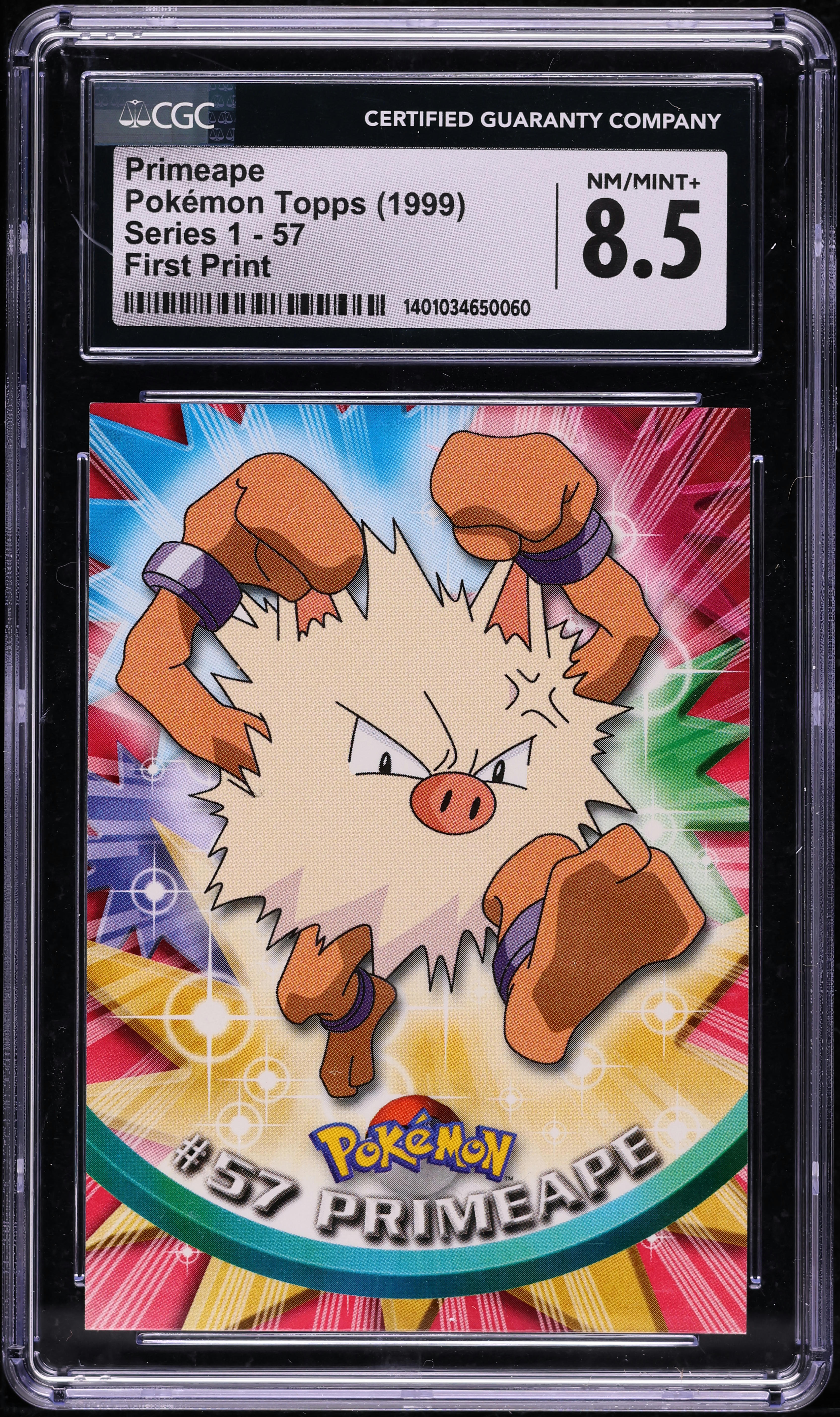 1999 Topps Pokemon Series 1 Primeape #57 CGC 8.5 NM-MT+ on Fanatics Collect