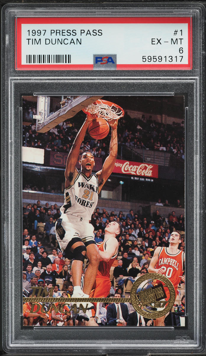 1997 Press Pass Tim Duncan ROOKIE #1 PSA 6 EXMT