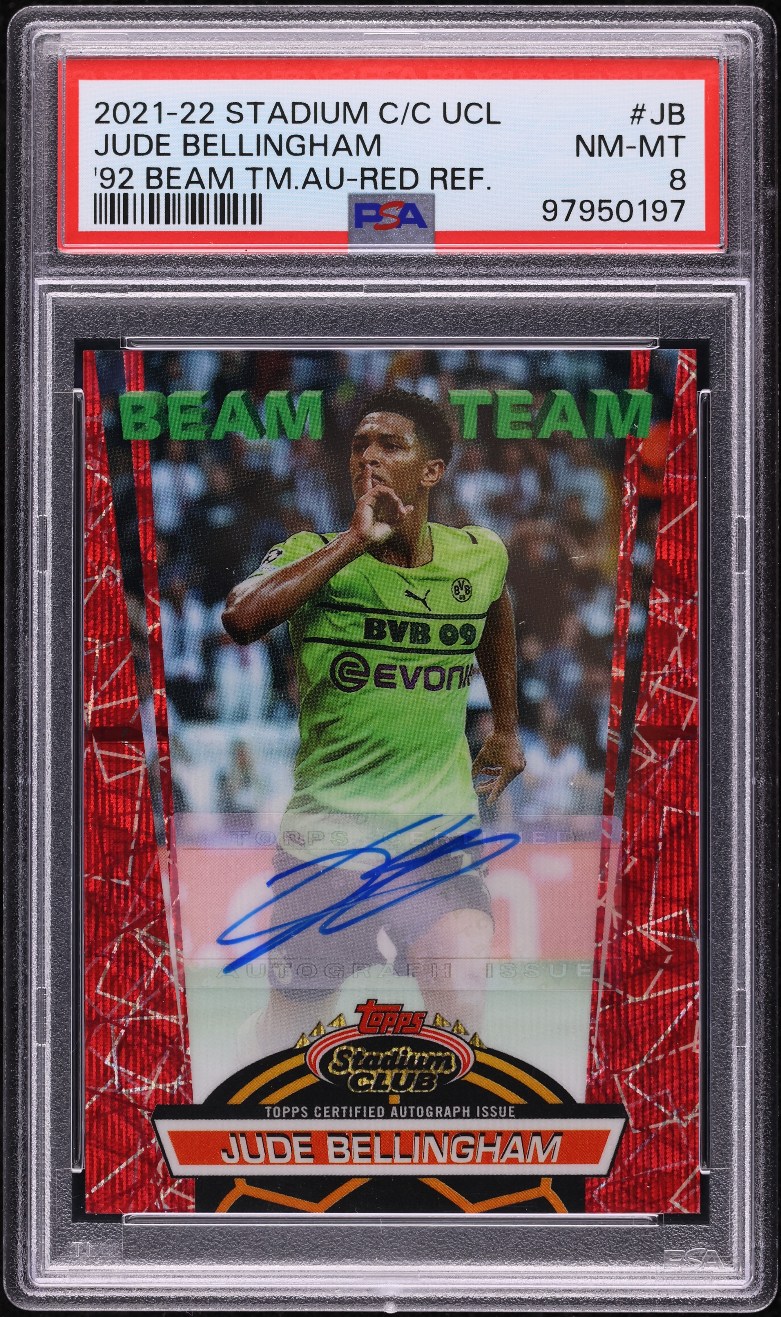 2021 Stadium Club Chrome UEFA '92 Beam Team Red Jude Bellingham