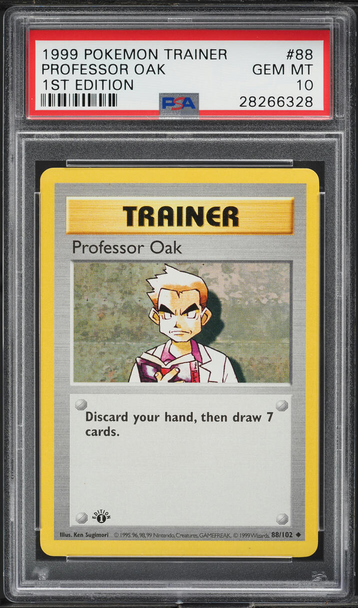 1999 Pokemon Base Set Shadowless 1st Edition Professor Oak #88 PSA 10 GEM MINT
