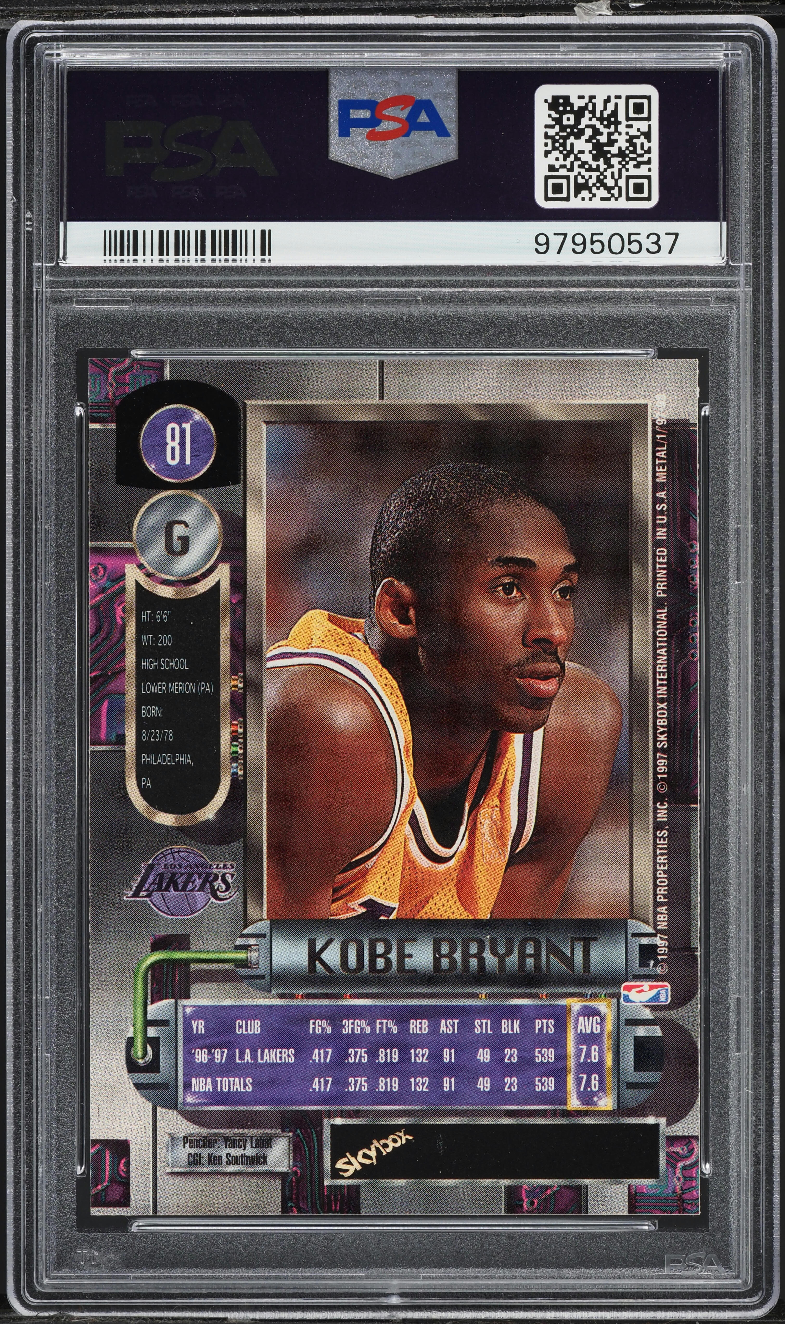 1997 Metal Universe Kobe Bryant #81 PSA 6 EXMT on Fanatics Collect