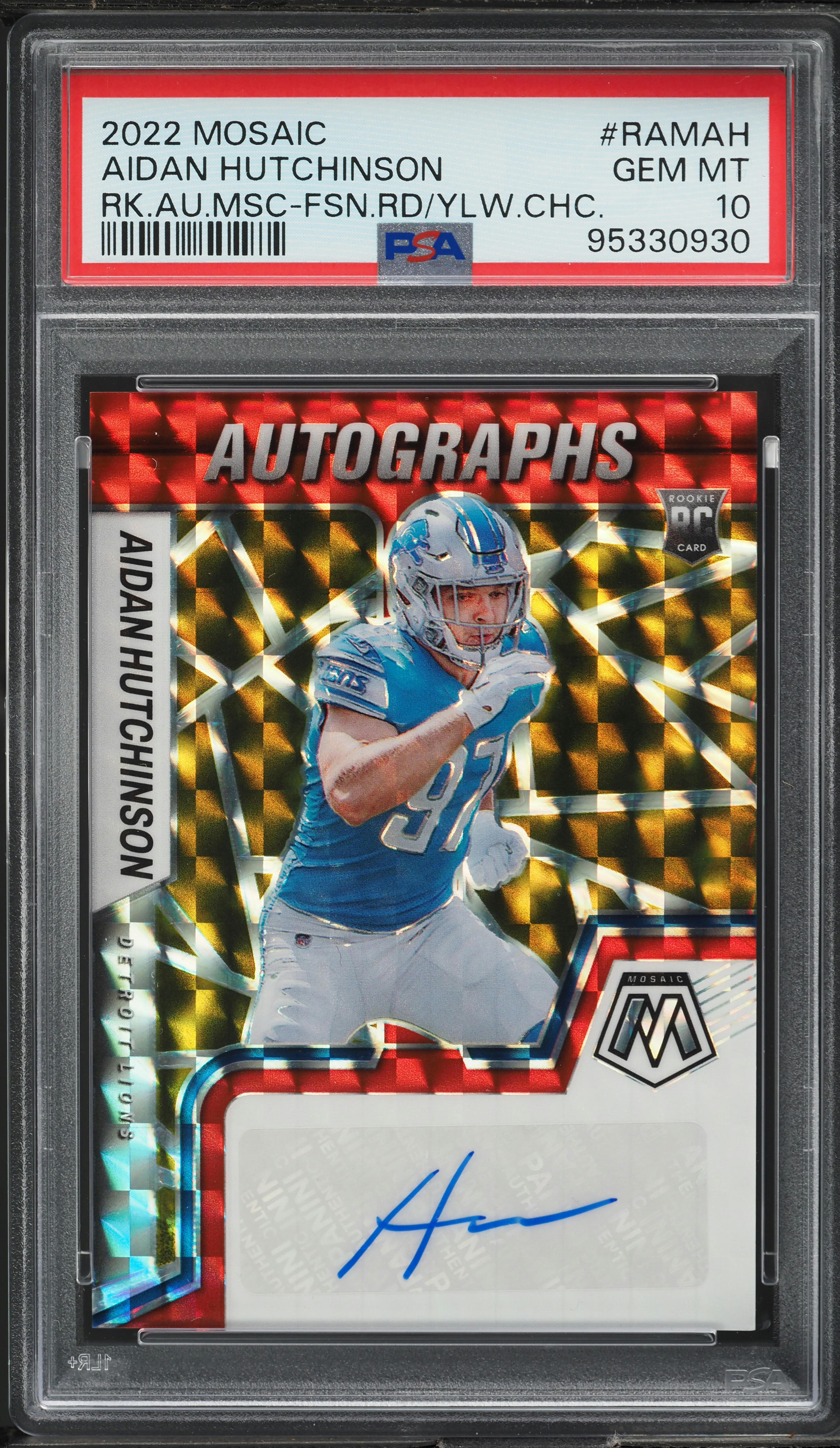 2022 Panini Mosaic Fusion Red Yellow Choice Aidan Hutchinson