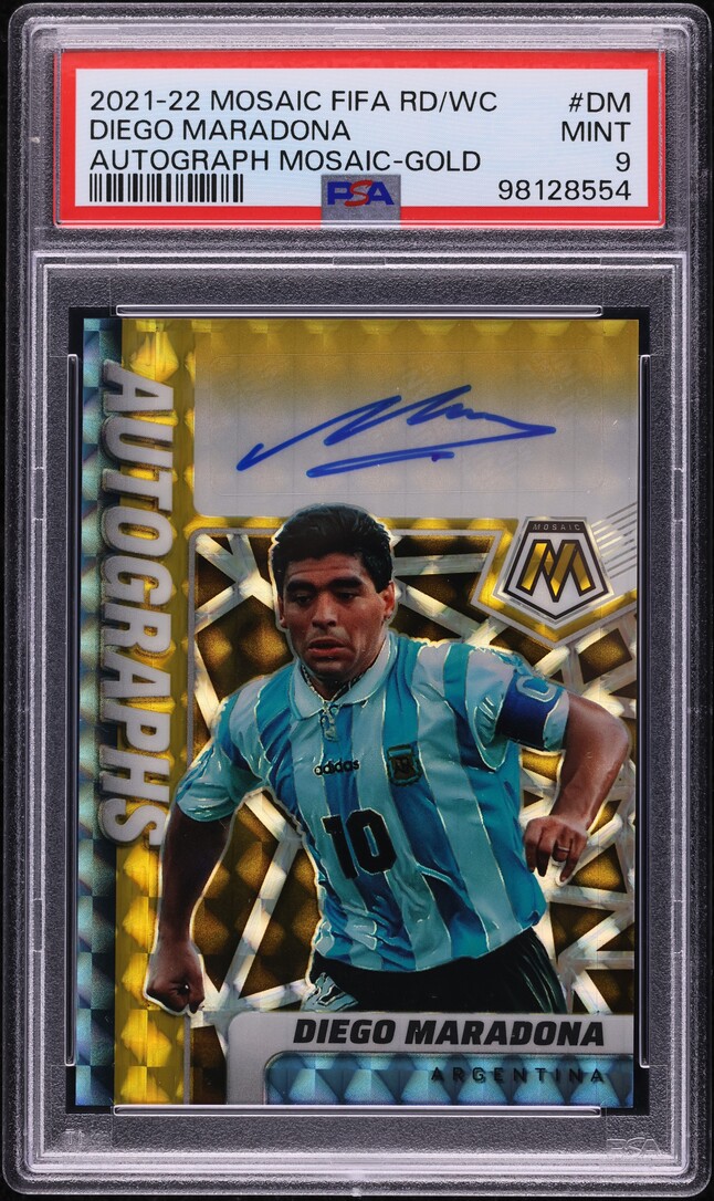 2021 Panini Mosaic FIFA Gold Diego Maradona AUTO /10 #A-DM PSA 9 MINT