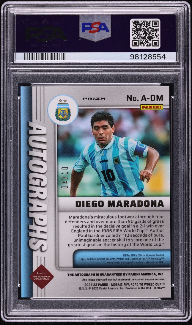 2021 Panini Mosaic FIFA Gold Diego Maradona AUTO /10 #A-DM PSA 9 MINT