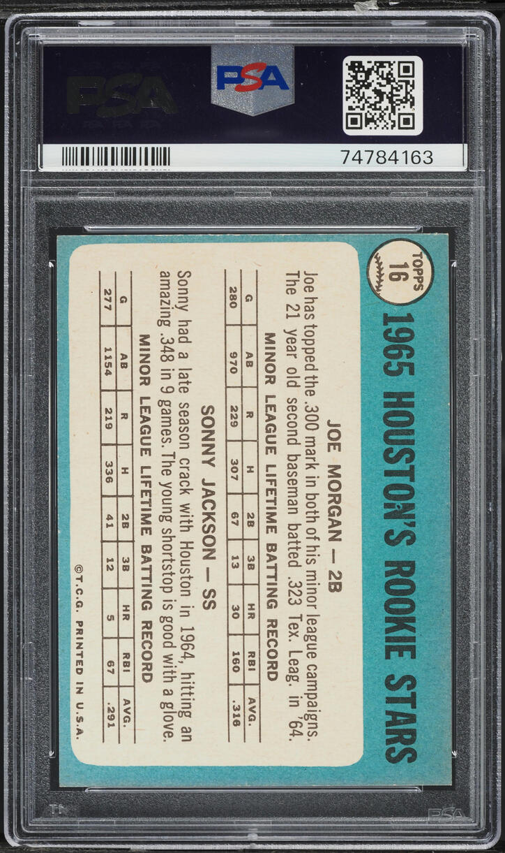 1965 Topps Joe Morgan ROOKIE #16 PSA 8 NM-MT