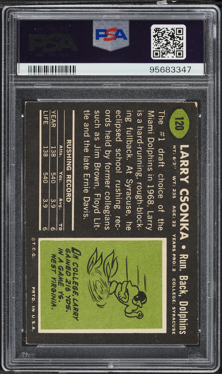 1969 Topps Football Larry Csonka ROOKIE #120 PSA 3.5 VG+