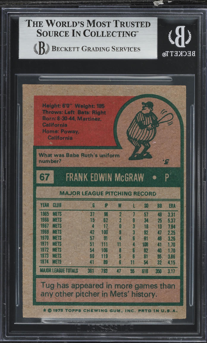 1975 Topps Tug McGraw #67 BGS 6 EXMT