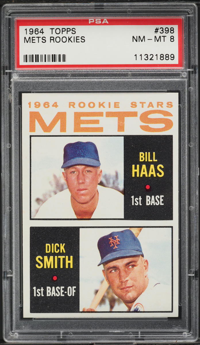 1964 Topps Mets Rookies Bill Haas & Dick Smith #398 PSA 8 NM-MT