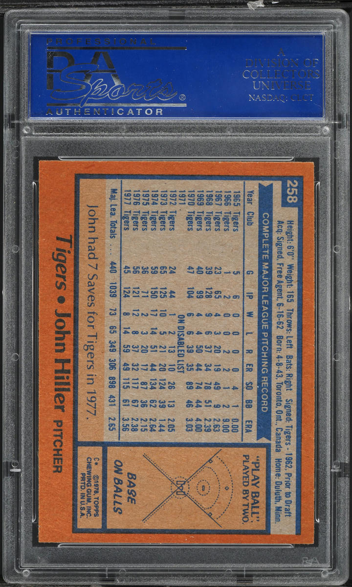 1978 Topps John Hiller #258 PSA 8 NM-MT