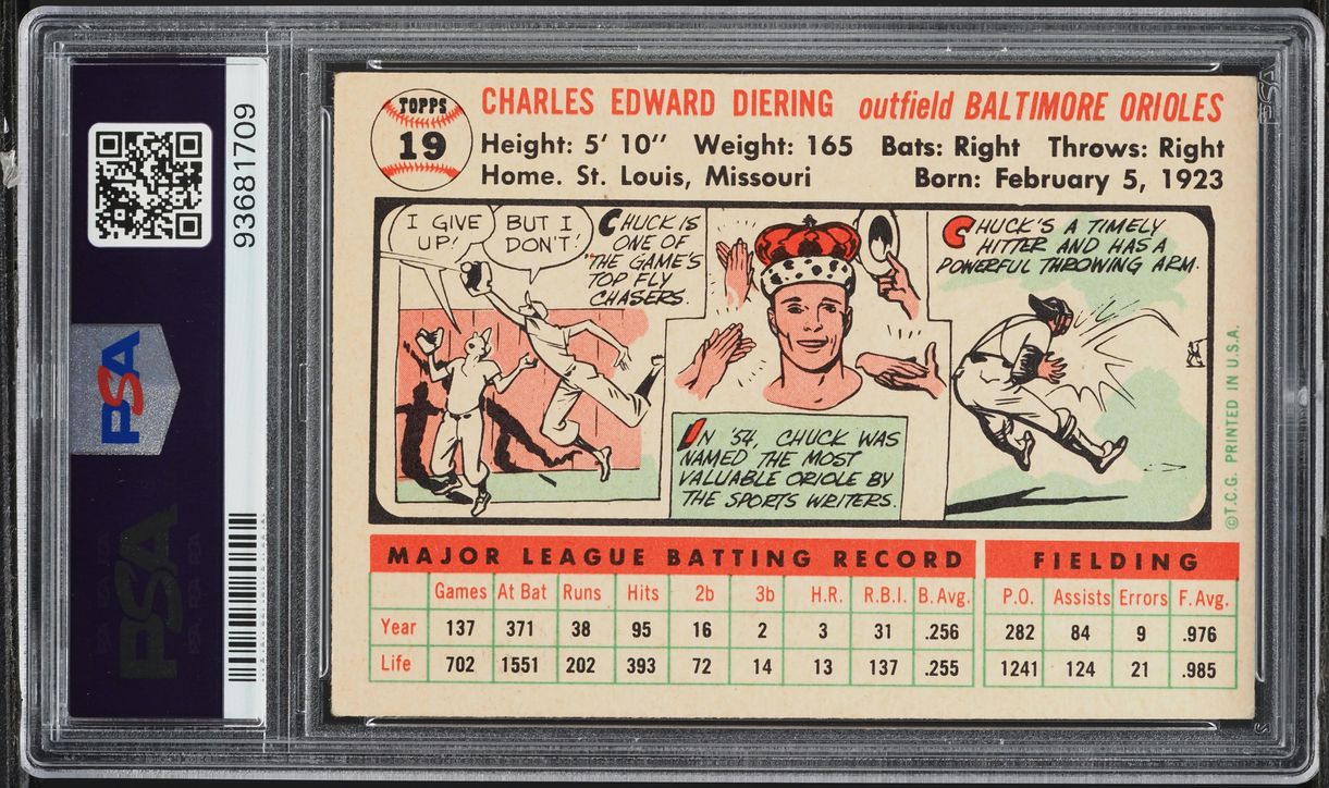 1956 Topps Chuck Diering #19 PSA 4 VGEX
