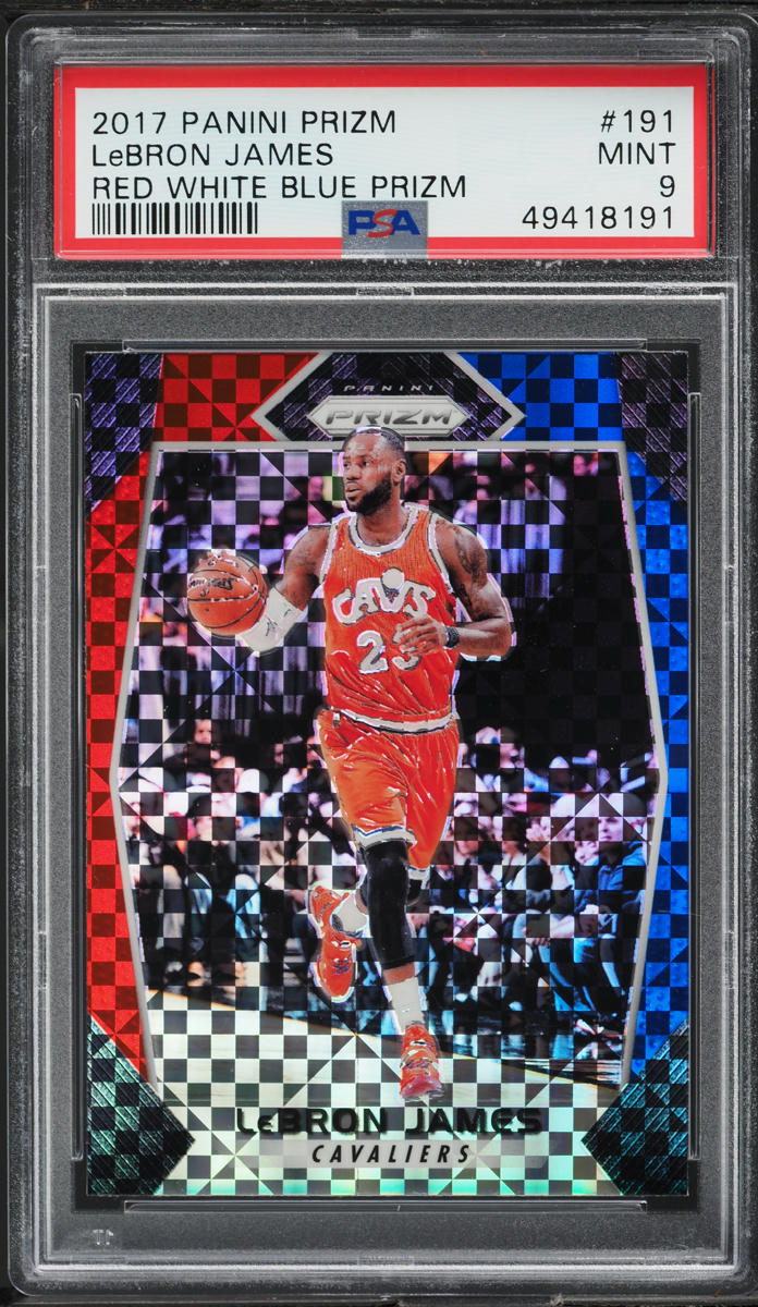 2017 Panini Prizm Red White Blue LeBron James #191 PSA 9 MINT on