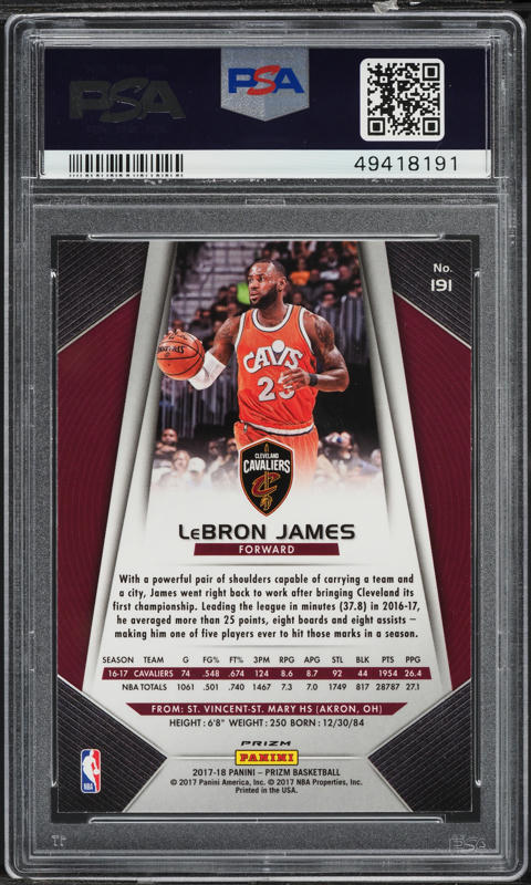 スーパージュニア　2017ロッテペンミ　イトゥクポストカード 2017 Panini Prizm Red White Blue LeBron James #191 PSA 9 MINT on
