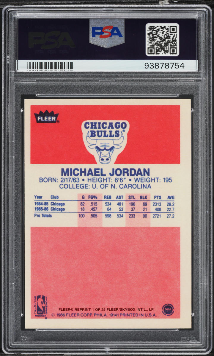 2001 Fleer Platinum 15th Anniversary Reprint Michael Jordan #1 PSA 7 NRMT