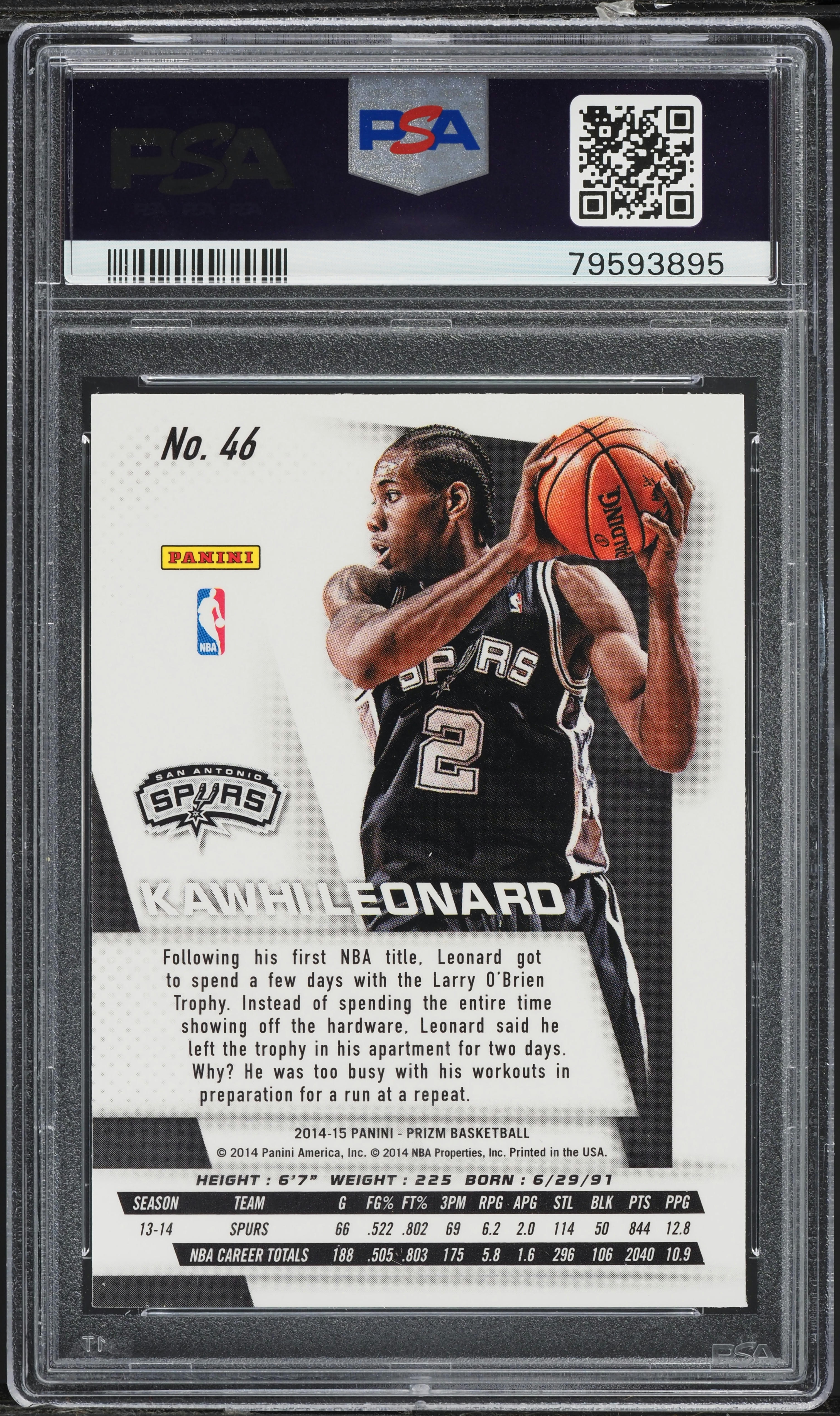 2014 Panini Prizm Kawhi Leonard #46 PSA 10 GEM MINT on Fanatics
