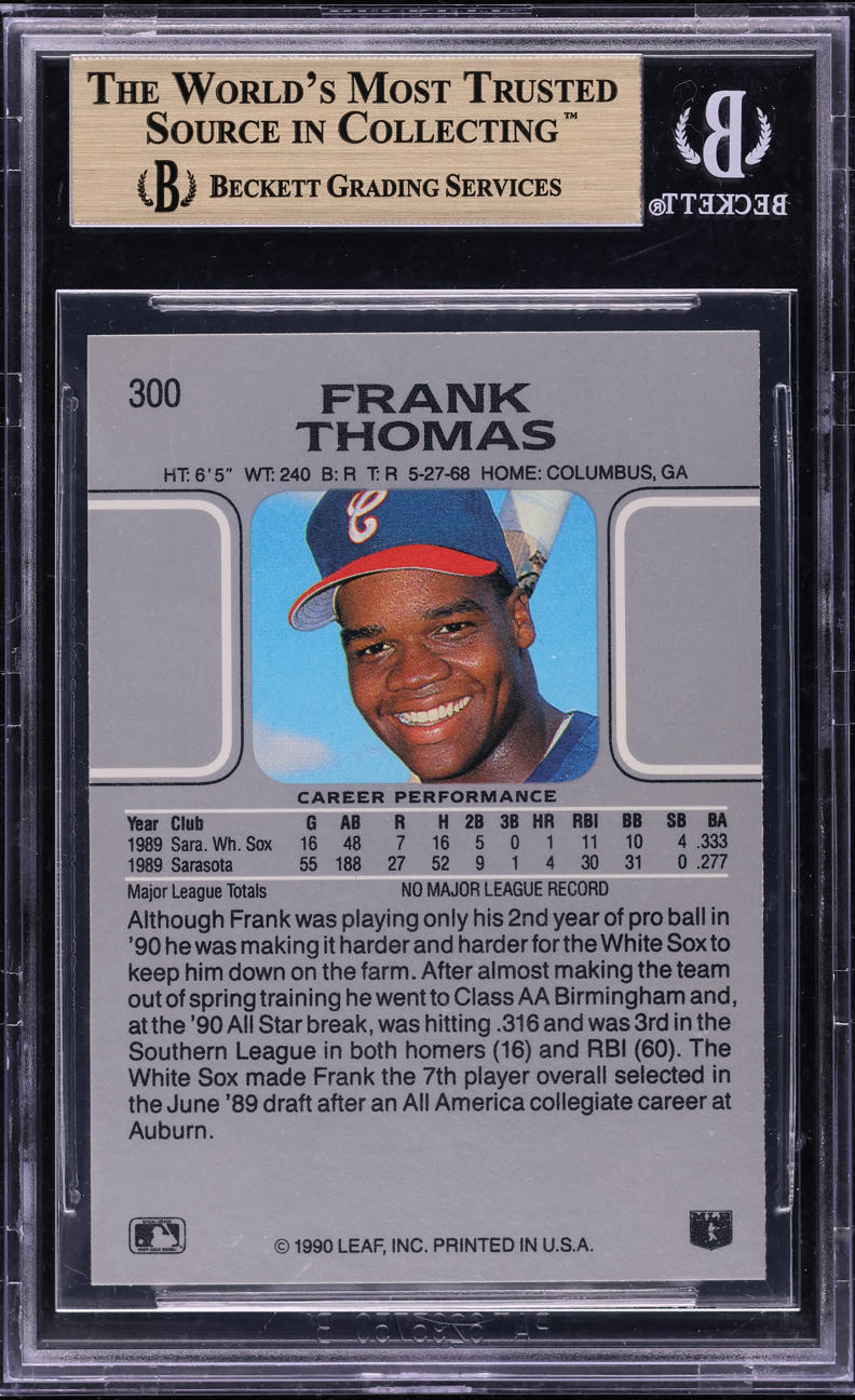 1990 Leaf Frank Thomas ROOKIE #300 BGS 9.5 GEM MINT
