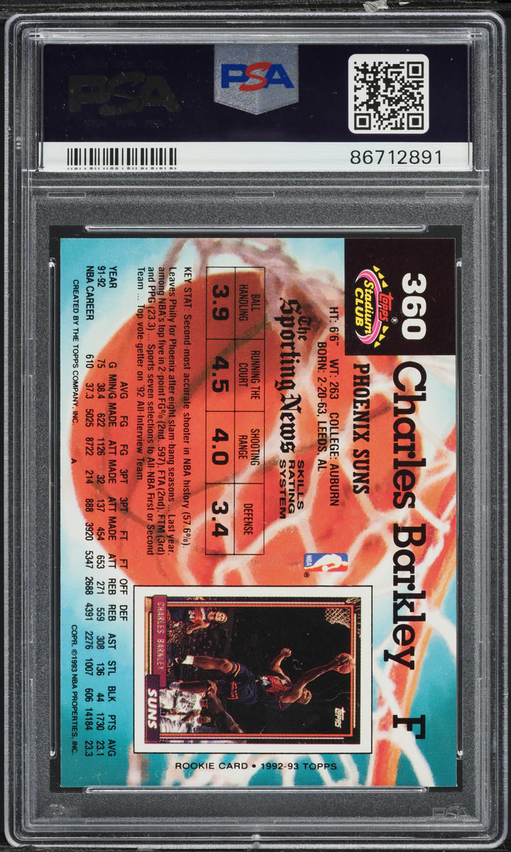 1992 Stadium Club Basketball Charles Barkley #360 PSA 10 GEM MINT