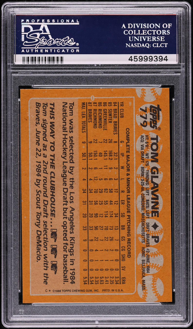 1988 Topps Tom Glavine ROOKIE #779 PSA 10 GEM MINT