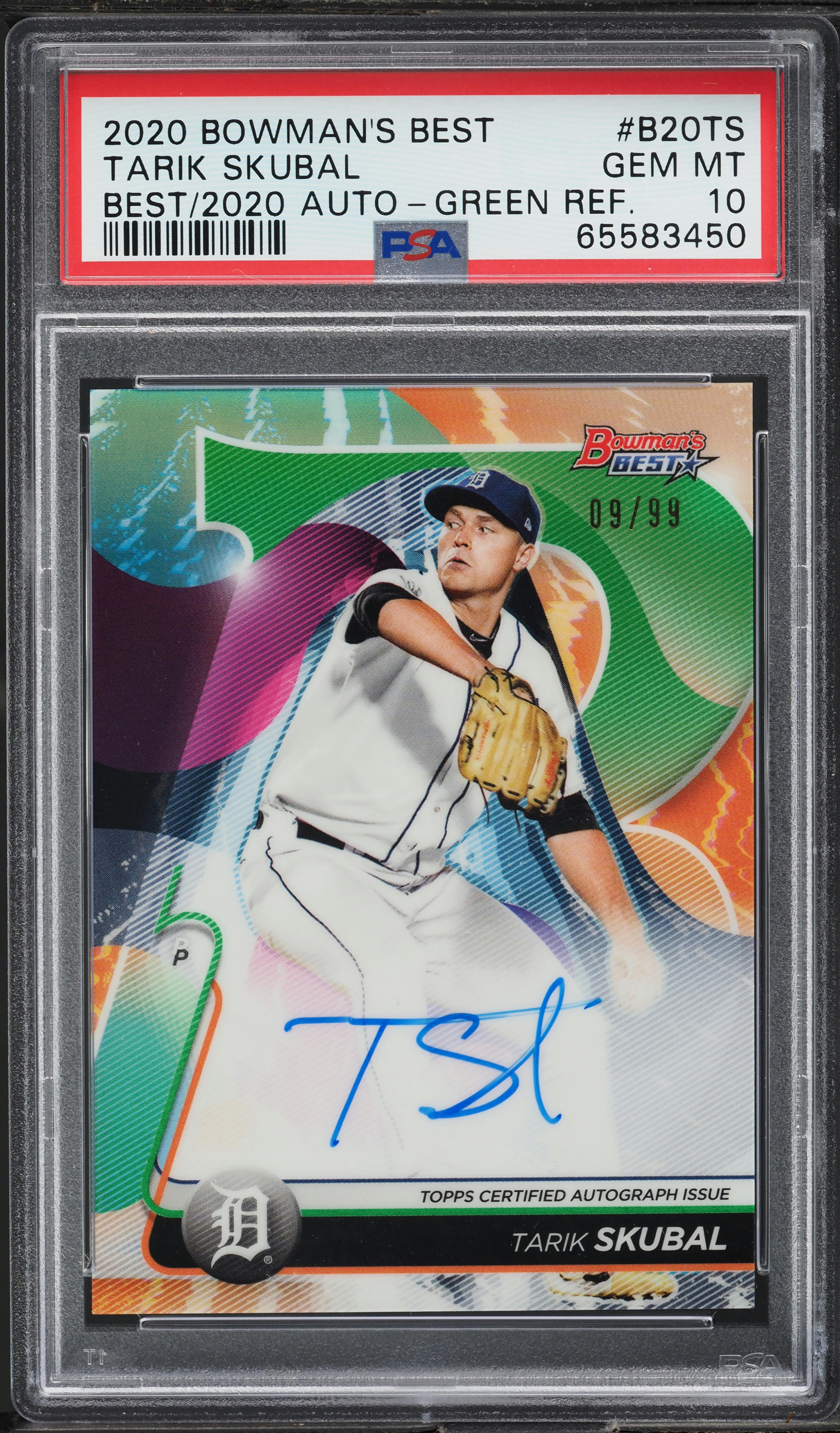 2020 Bowman's Best Of 2020 Green Tarik Skubal ROOKIE AUTO /99 PSA